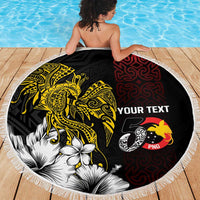 Personalized Papua New Guinea 50th Independence Anniversary Beach Blanket Oro Tapa Mix Plumeria LT7 - Polynesian Pride