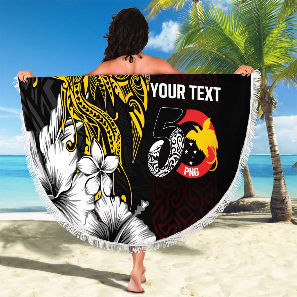 Personalized Papua New Guinea 50th Independence Anniversary Beach Blanket Oro Tapa Mix Plumeria LT7 - Polynesian Pride