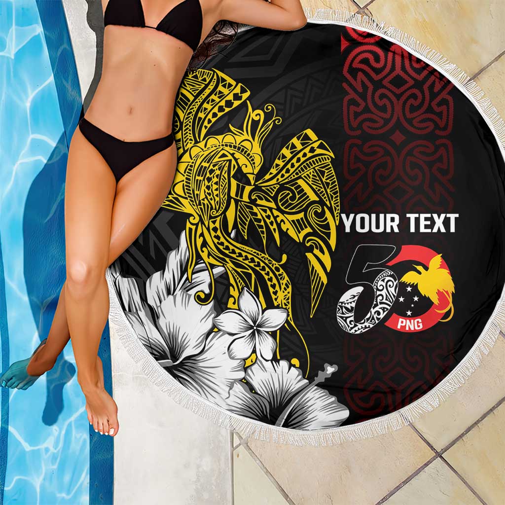Personalized Papua New Guinea 50th Independence Anniversary Beach Blanket Oro Tapa Mix Plumeria LT7 - Polynesian Pride