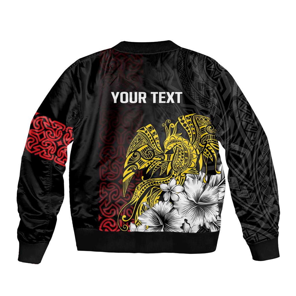 Personalized Papua New Guinea 50th Independence Anniversary Bomber Jacket Oro Tapa Mix Plumeria LT7 - Polynesian Pride