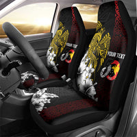Personalized Papua New Guinea 50th Independence Anniversary Car Seat Cover Oro Tapa Mix Plumeria LT7 - Polynesian Pride