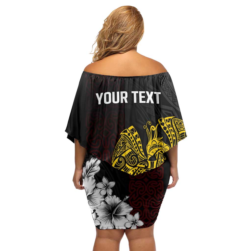 Personalized Papua New Guinea 50th Independence Anniversary Family Matching Off Shoulder Short Dress and Hawaiian Shirt Oro Tapa Mix Plumeria LT7 - Polynesian Pride