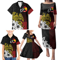 Personalized Papua New Guinea 50th Independence Anniversary Family Matching Puletasi and Hawaiian Shirt Oro Tapa Mix Plumeria LT7 - Polynesian Pride