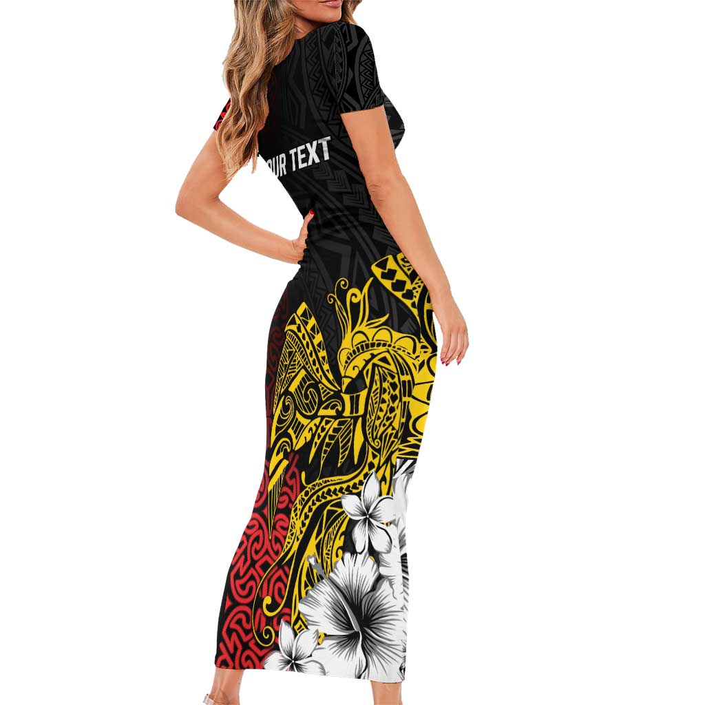 Personalized Papua New Guinea 50th Independence Anniversary Family Matching Short Sleeve Bodycon Dress and Hawaiian Shirt Oro Tapa Mix Plumeria LT7 - Polynesian Pride