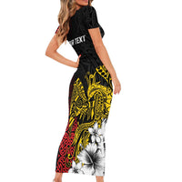 Personalized Papua New Guinea 50th Independence Anniversary Family Matching Short Sleeve Bodycon Dress and Hawaiian Shirt Oro Tapa Mix Plumeria LT7 - Polynesian Pride
