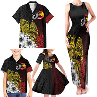 Personalized Papua New Guinea 50th Independence Anniversary Family Matching Tank Maxi Dress and Hawaiian Shirt Oro Tapa Mix Plumeria LT7 - Polynesian Pride