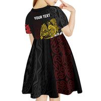 Personalized Papua New Guinea 50th Independence Anniversary Kid Short Sleeve Dress Oro Tapa Mix Plumeria LT7 - Polynesian Pride