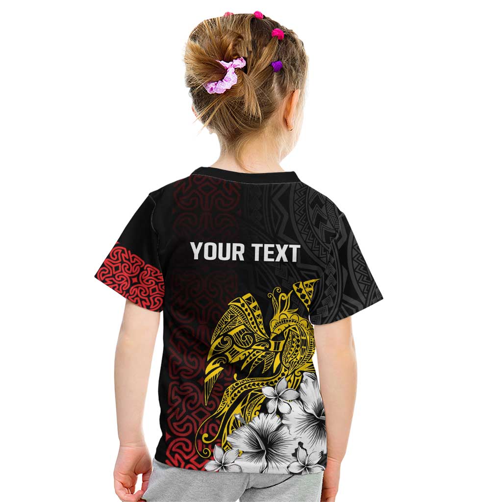 Personalized Papua New Guinea 50th Independence Anniversary Kid T Shirt Oro Tapa Mix Plumeria
