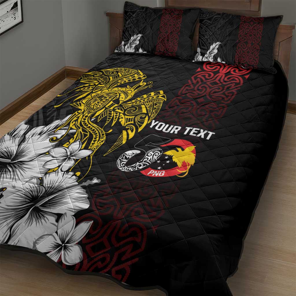 Personalized Papua New Guinea 50th Independence Anniversary Quilt Bed Set Oro Tapa Mix Plumeria