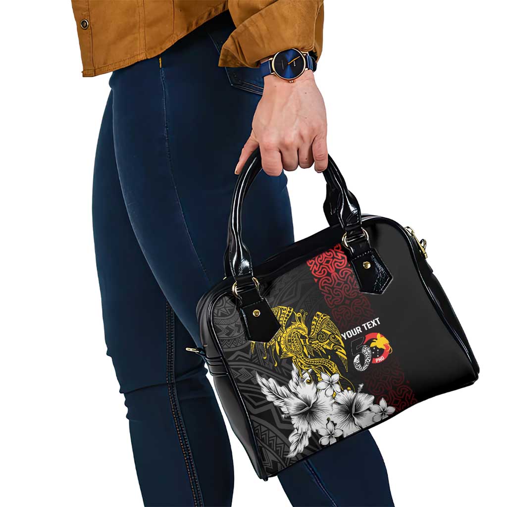 Personalized Papua New Guinea 50th Independence Anniversary Shoulder Handbag Oro Tapa Mix Plumeria LT7 - Polynesian Pride