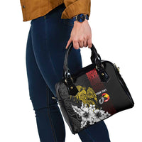 Personalized Papua New Guinea 50th Independence Anniversary Shoulder Handbag Oro Tapa Mix Plumeria LT7 - Polynesian Pride