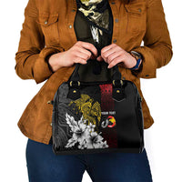 Personalized Papua New Guinea 50th Independence Anniversary Shoulder Handbag Oro Tapa Mix Plumeria LT7 - Polynesian Pride