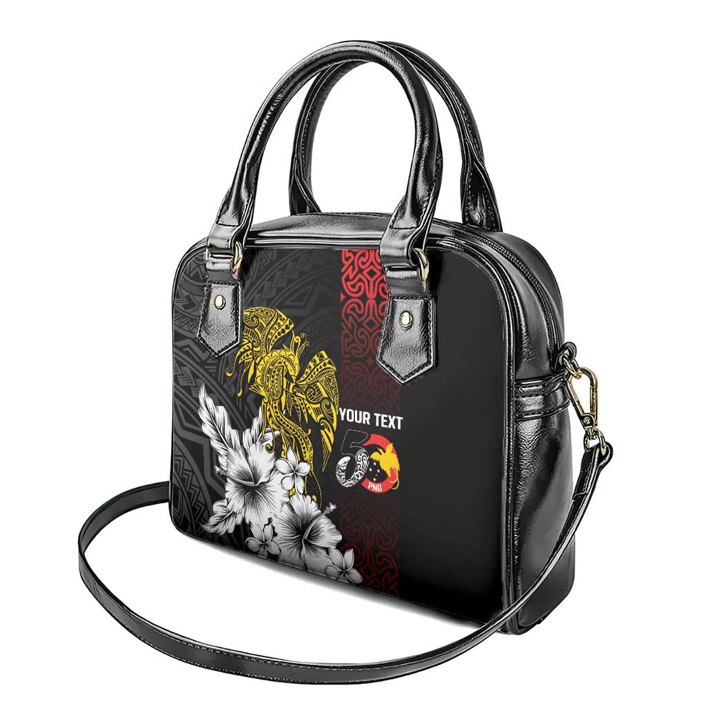 Personalized Papua New Guinea 50th Independence Anniversary Shoulder Handbag Oro Tapa Mix Plumeria LT7 - Polynesian Pride