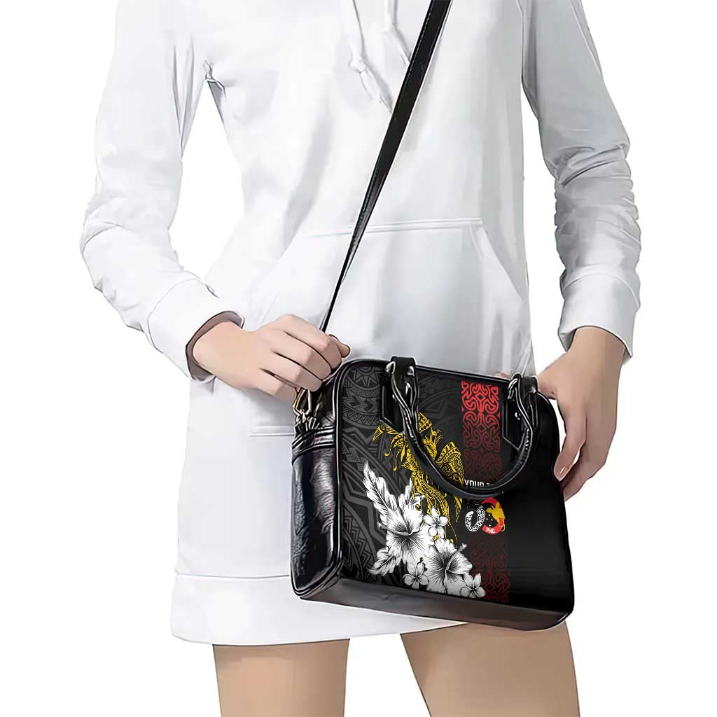 Personalized Papua New Guinea 50th Independence Anniversary Shoulder Handbag Oro Tapa Mix Plumeria LT7 - Polynesian Pride