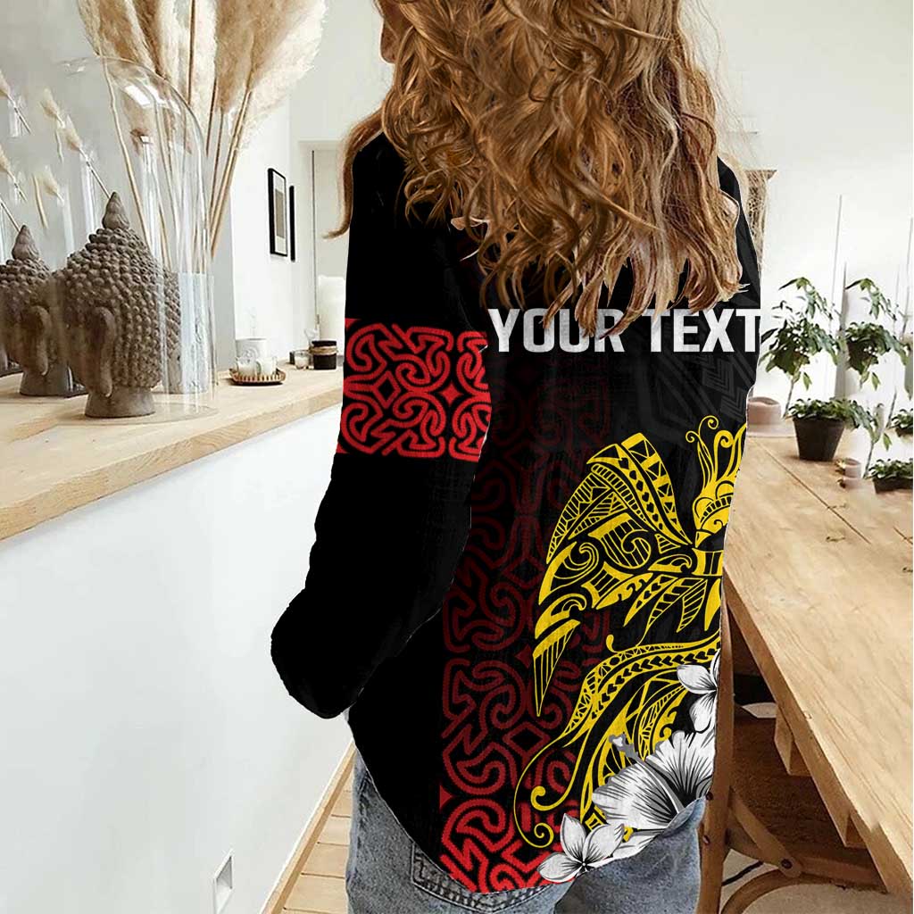 Personalized Papua New Guinea 50th Independence Anniversary Women Casual Shirt Oro Tapa Mix Plumeria LT7 - Polynesian Pride