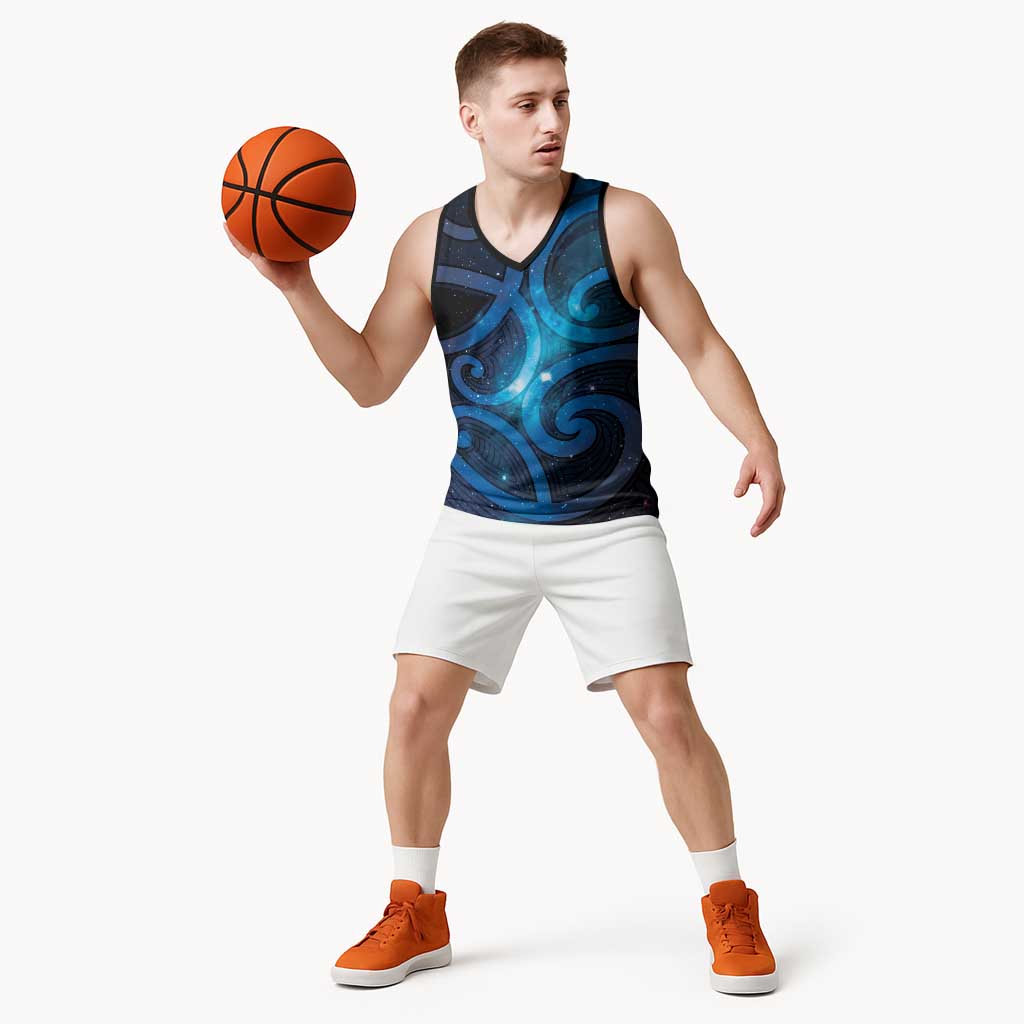 New Zealand Maori Matariki Basketball Jersey Galaxy Kowhaiwhai LT7 - Polynesian Pride