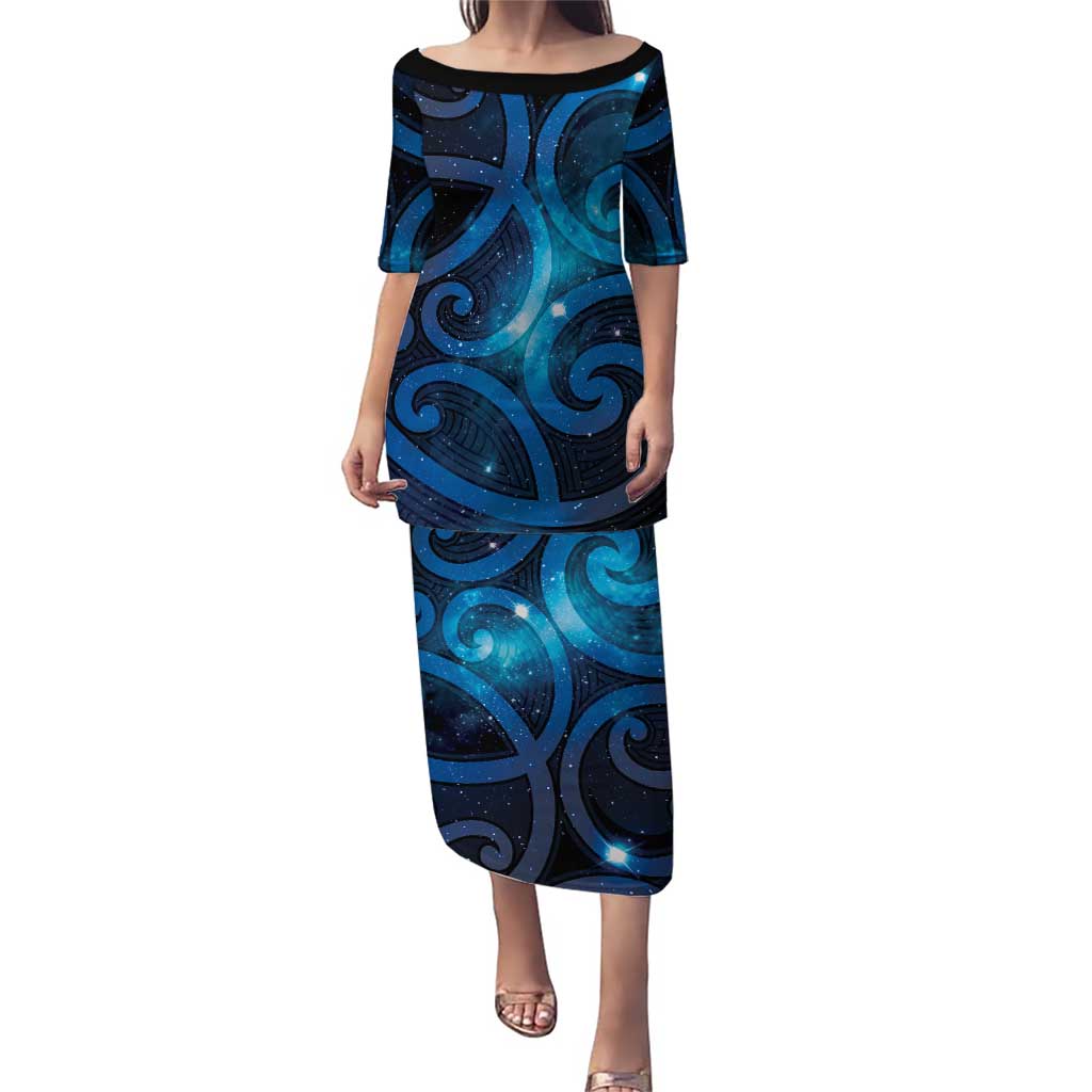 New Zealand Maori Matariki Family Matching Puletasi and Hawaiian Shirt Galaxy Kowhaiwhai LT7 Mom's Dress Galaxy - Polynesian Pride