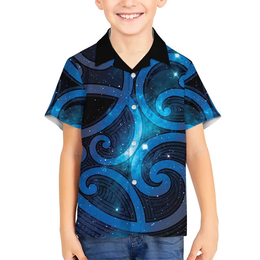New Zealand Maori Matariki Family Matching Puletasi and Hawaiian Shirt Galaxy Kowhaiwhai LT7 Son's Shirt Galaxy - Polynesian Pride