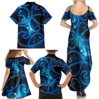 New Zealand Maori Matariki Family Matching Summer Maxi Dress and Hawaiian Shirt Galaxy Kowhaiwhai LT7 - Polynesian Pride