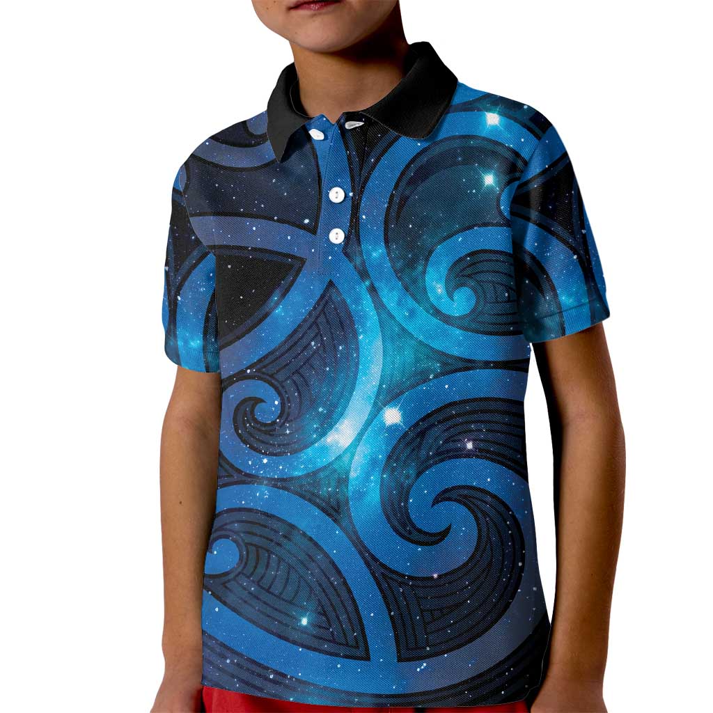 New Zealand Maori Matariki Kid Polo Shirt Galaxy Kowhaiwhai LT7 Kid Galaxy - Polynesian Pride