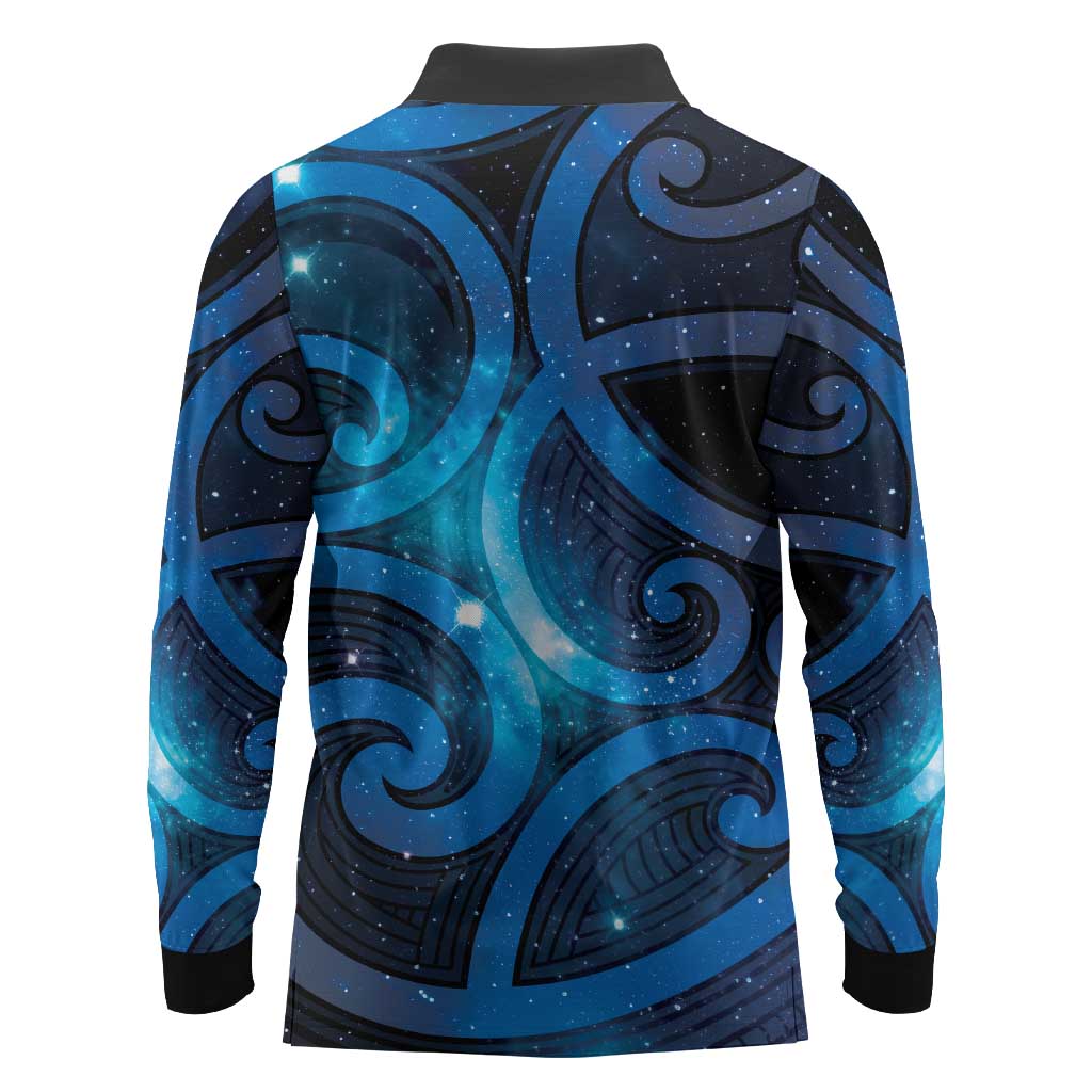 New Zealand Maori Matariki Long Sleeve Polo Shirt Galaxy Kowhaiwhai LT7 - Polynesian Pride