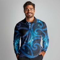 New Zealand Maori Matariki Long Sleeve Polo Shirt Galaxy Kowhaiwhai LT7 - Polynesian Pride