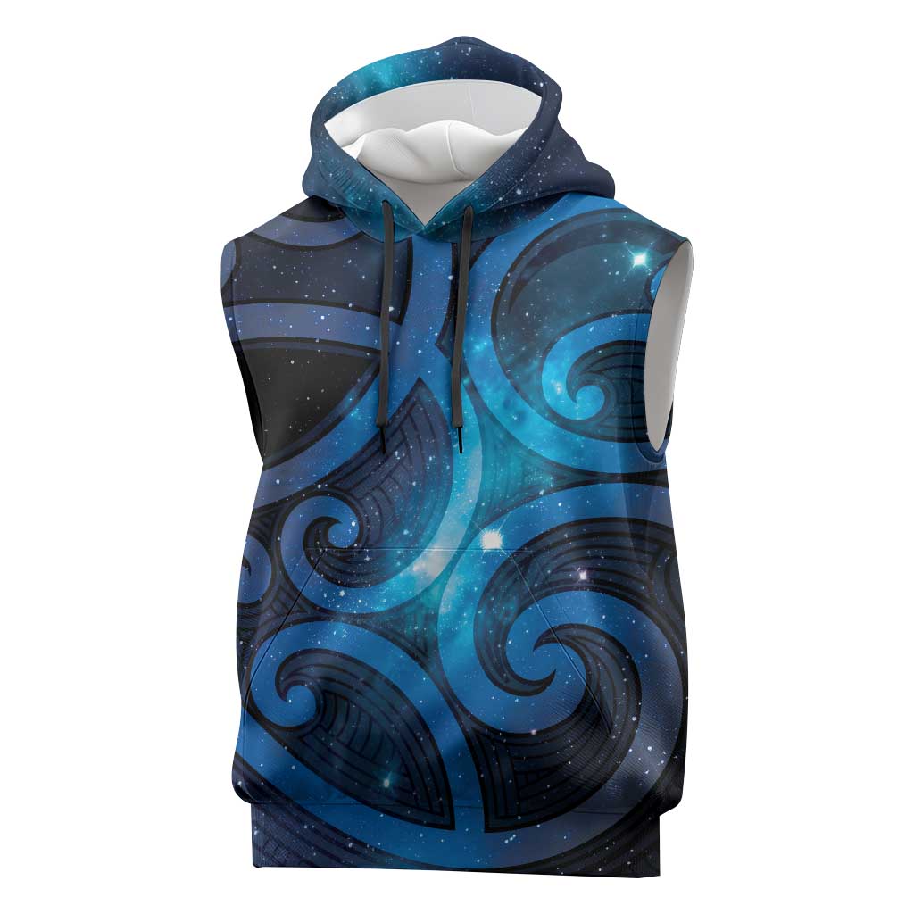 New Zealand Maori Matariki Sleeveless Hoodie Galaxy Kowhaiwhai LT7 Galaxy - Polynesian Pride