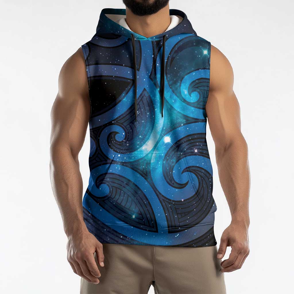 New Zealand Maori Matariki Sleeveless Hoodie Galaxy Kowhaiwhai LT7 - Polynesian Pride