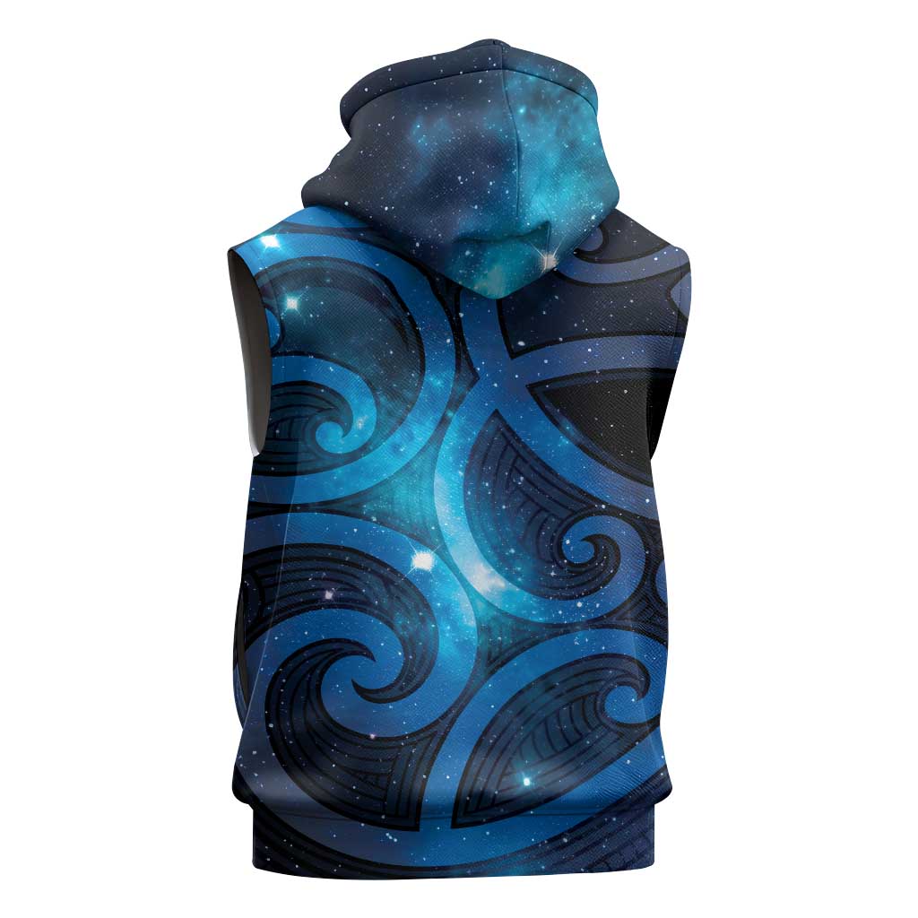 New Zealand Maori Matariki Sleeveless Zip Hoodie Galaxy Kowhaiwhai LT7 - Polynesian Pride
