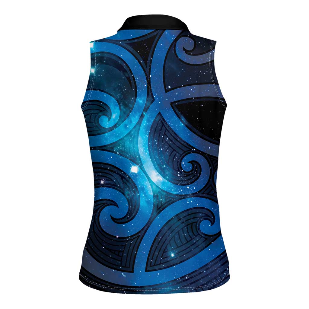 New Zealand Maori Matariki Women Sleeveless Polo Shirt Galaxy Kowhaiwhai LT7 - Polynesian Pride
