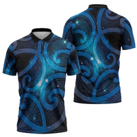New Zealand Maori Matariki Zipper Polo Shirt Galaxy Kowhaiwhai LT7 - Polynesian Pride