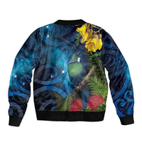Tui Bird New Zealand Starry Sky Bomber Jacket Maori Koru