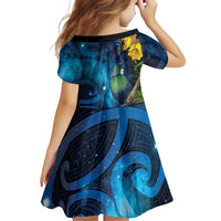 Tui Bird New Zealand Starry Sky Family Matching Long Sleeve Bodycon Dress and Hawaiian Shirt Maori Koru LT7 - Polynesian Pride