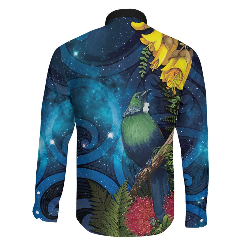 Tui Bird New Zealand Starry Sky Family Matching Summer Maxi Dress and Hawaiian Shirt Maori Koru LT7 - Polynesian Pride