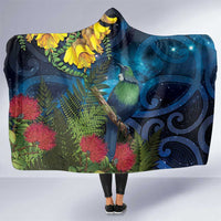 Tui Bird New Zealand Starry Sky Hooded Blanket Maori Koru LT7 One Size Galaxy - Polynesian Pride