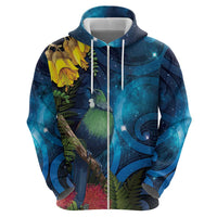 Tui Bird New Zealand Starry Sky Hoodie Maori Koru