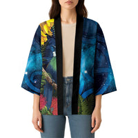 Tui Bird New Zealand Starry Sky Kimono Maori Koru