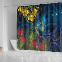 Tui Bird New Zealand Starry Sky Shower Curtain Maori Koru LT7 - Polynesian Pride