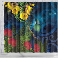 Tui Bird New Zealand Starry Sky Shower Curtain Maori Koru LT7 - Polynesian Pride