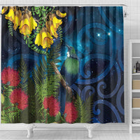 Tui Bird New Zealand Starry Sky Shower Curtain Maori Koru LT7 - Polynesian Pride