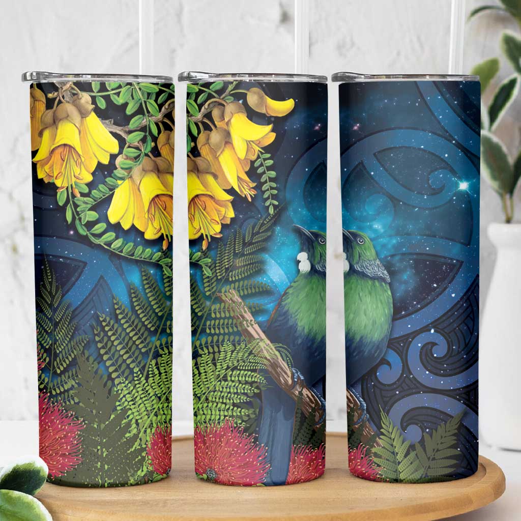 Tui Bird New Zealand Starry Sky Skinny Tumbler Maori Koru LT7 - Polynesian Pride