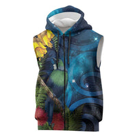 Tui Bird New Zealand Starry Sky Sleeveless Zip Hoodie Maori Koru LT7 Galaxy - Polynesian Pride