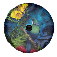 Tui Bird New Zealand Starry Sky Spare Tire Cover Maori Koru