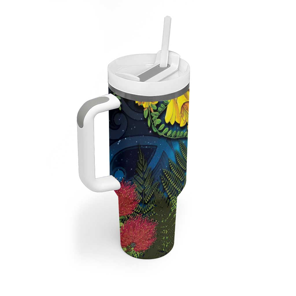 Tui Bird New Zealand Starry Sky Tumbler With Handle Maori Koru