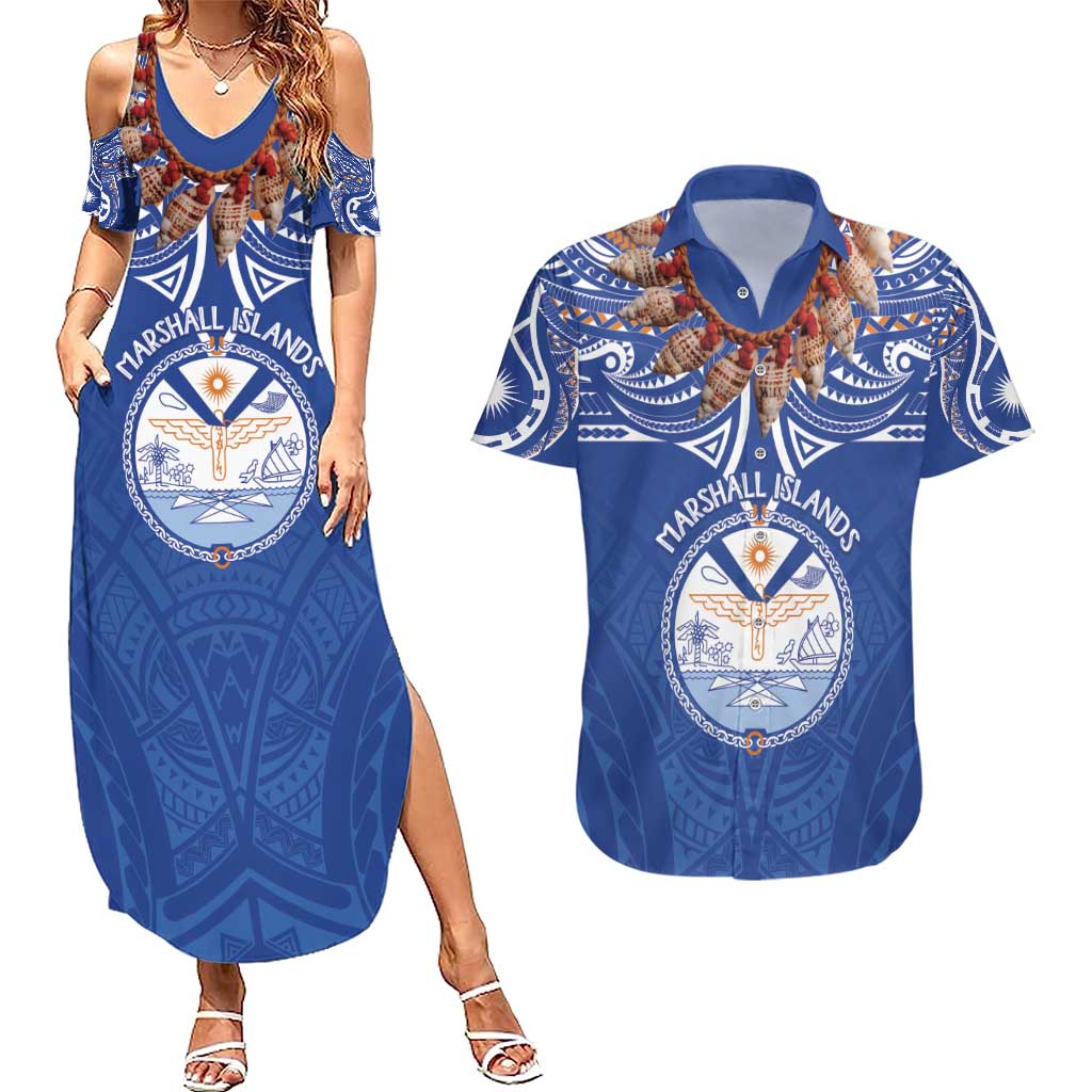 Yokwe Marshall Islands Personalized Couples Matching Summer Maxi Dress and Hawaiian Shirt Jemenei Day - Seashell Necklace