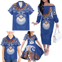 Yokwe Marshall Islands Personalized Family Matching Off The Shoulder Long Sleeve Dress and Hawaiian Shirt Jemenei Day - Seashell Necklace LT7 - Polynesian Pride