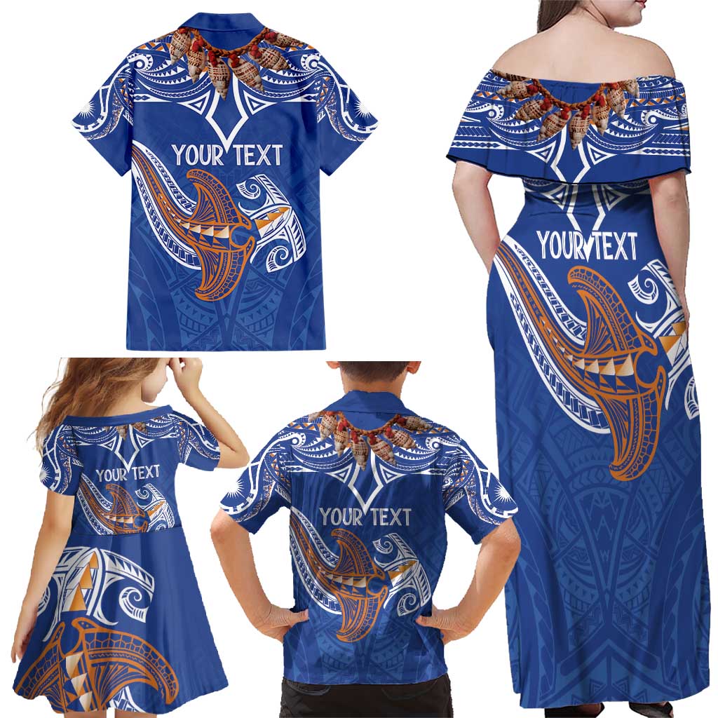 Yokwe Marshall Islands Personalized Family Matching Off Shoulder Maxi Dress and Hawaiian Shirt Jemenei Day - Seashell Necklace LT7 - Polynesian Pride