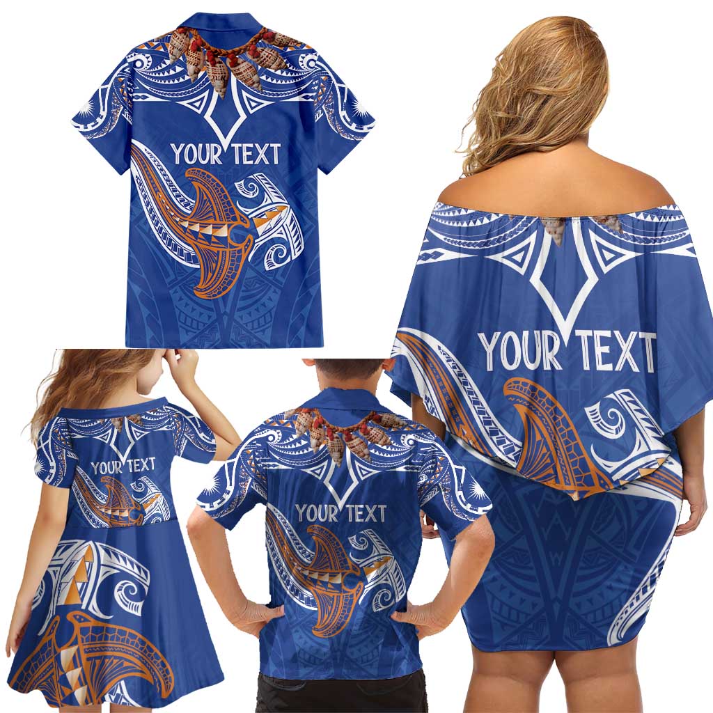 Yokwe Marshall Islands Personalized Family Matching Off Shoulder Short Dress and Hawaiian Shirt Jemenei Day - Seashell Necklace LT7 - Polynesian Pride
