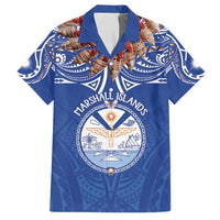 Yokwe Marshall Islands Personalized Family Matching Puletasi and Hawaiian Shirt Jemenei Day - Seashell Necklace LT7 Dad's Shirt - Short Sleeve Blue - Polynesian Pride