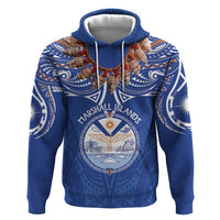 Yokwe Marshall Islands Personalized Hoodie Jemenei Day - Seashell Necklace LT7 Pullover Hoodie Blue - Polynesian Pride